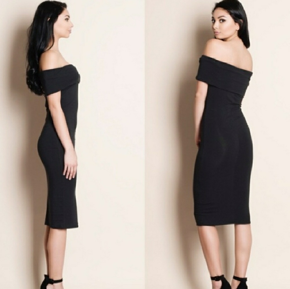 Black Midi Bodycon Dress - Picture 3 of 7
